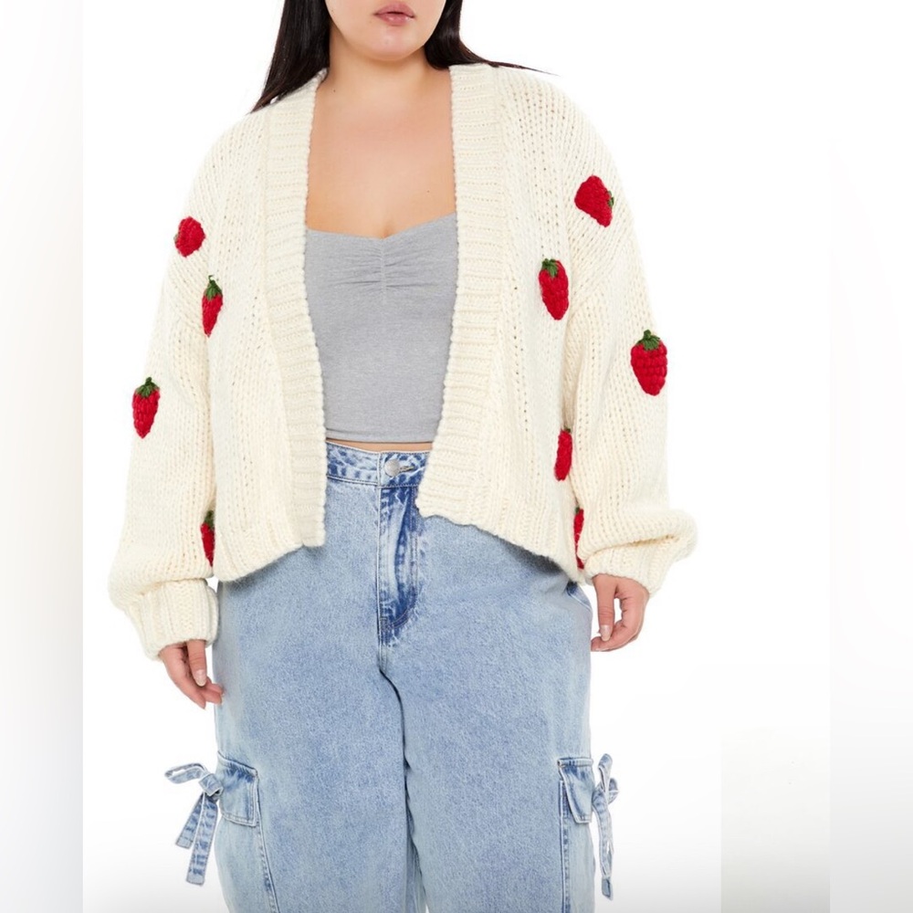Strawberry Knit Cardigan - Cream